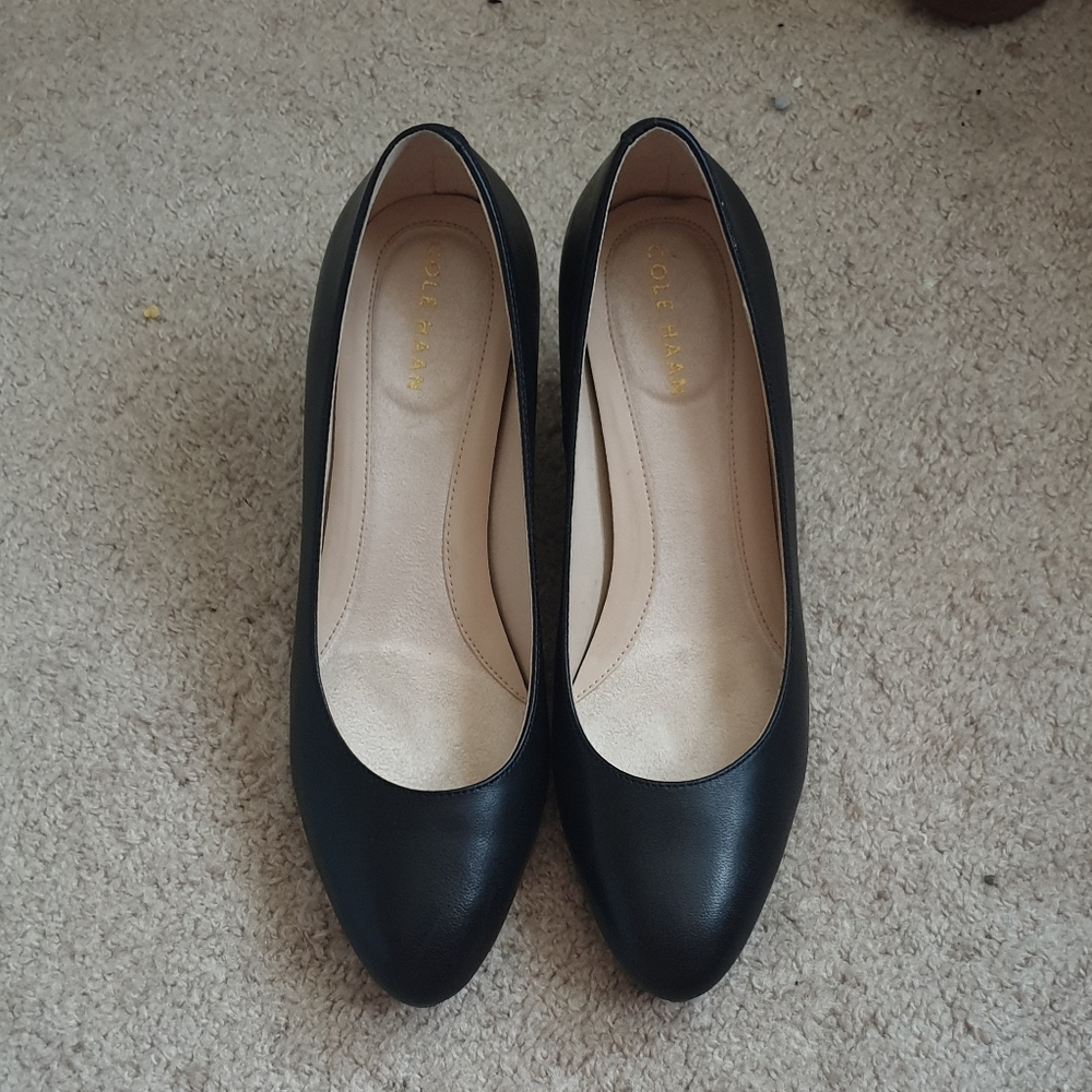 Cole Haan Go-To Wedge. Black leather upper. Used afew times